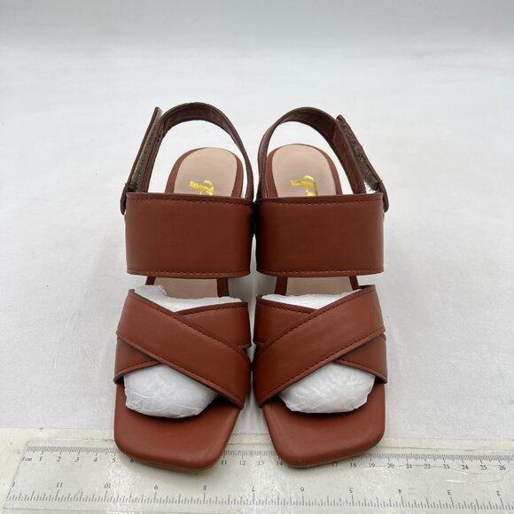 FYS Chocolate Square Toe Chunky Heels Ankle Strap Sandals Party Prom Summer Shoe - Picture 3 of 8